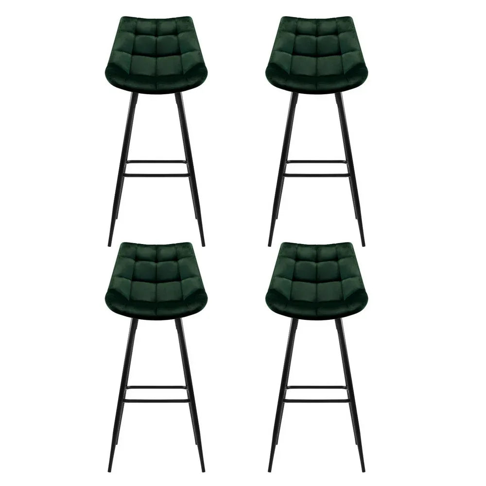 Artiss 4x Bar Stools Velvet Chairs Green - Mekamart Australia