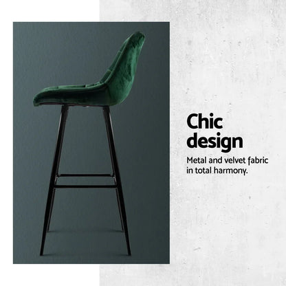 Artiss 4x Bar Stools Velvet Chairs Green - Mekamart Australia