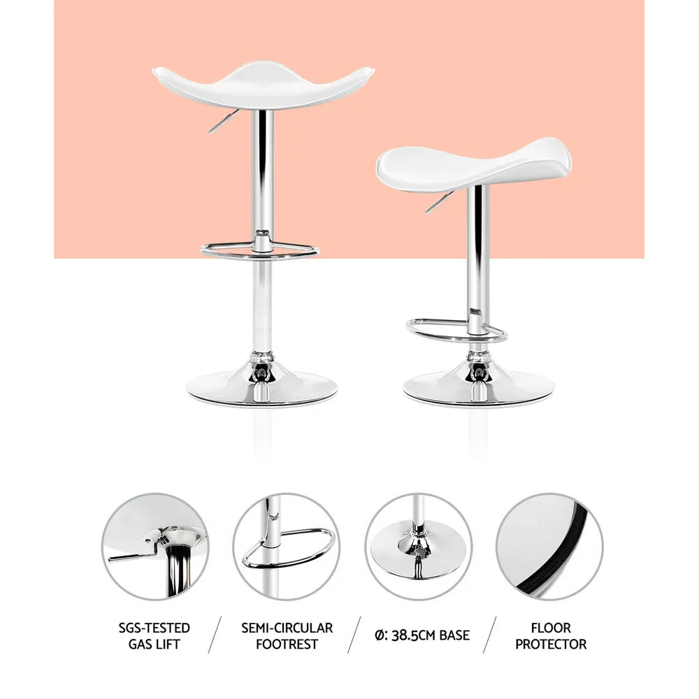 Artiss 4x Bar Stools Leather Gas Lift Chair White - Mekamart Australia