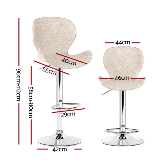 Artiss 2x Bar Stools Kitchen Swivel Gas Lift Counter Chair Wing PE Rattan Beige - Mekamart Australia