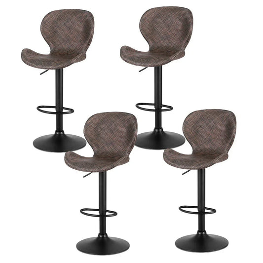 Artiss 4x Bar Stools Kitchen Swivel Gas Lift Counter Chair Wing PE Rattan Brown - Mekamart Australia