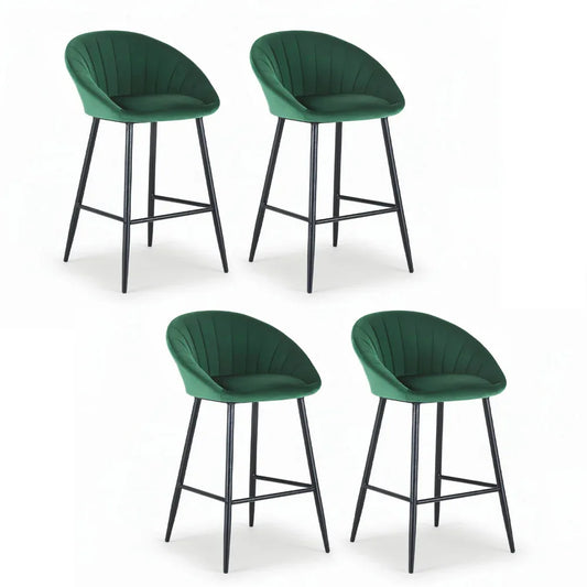 Artiss 4x Bar Stools Kitchen Dining Chair Counter Stool Tub Velvet Metal Green - Mekamart Australia