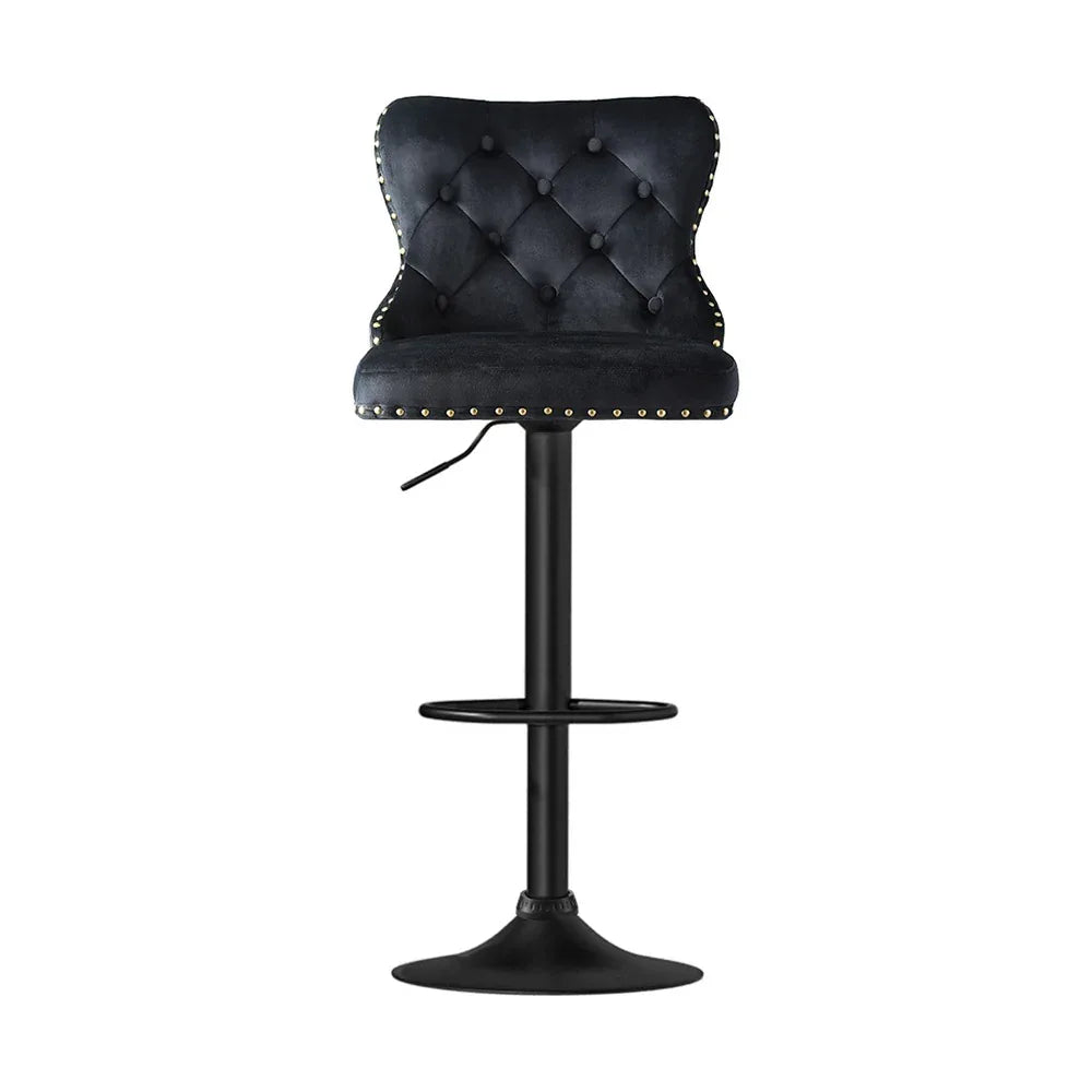Artiss 1x Velvet Bar Stool Adjustable Height Nailhead Trim Kitchen Counter Stool - Mekamart Australia