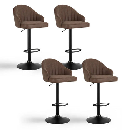 Artiss 4x Bar Stools Kitchen Swivel Gas Lift Counter Chair Shell Leather Brown - Mekamart Australia