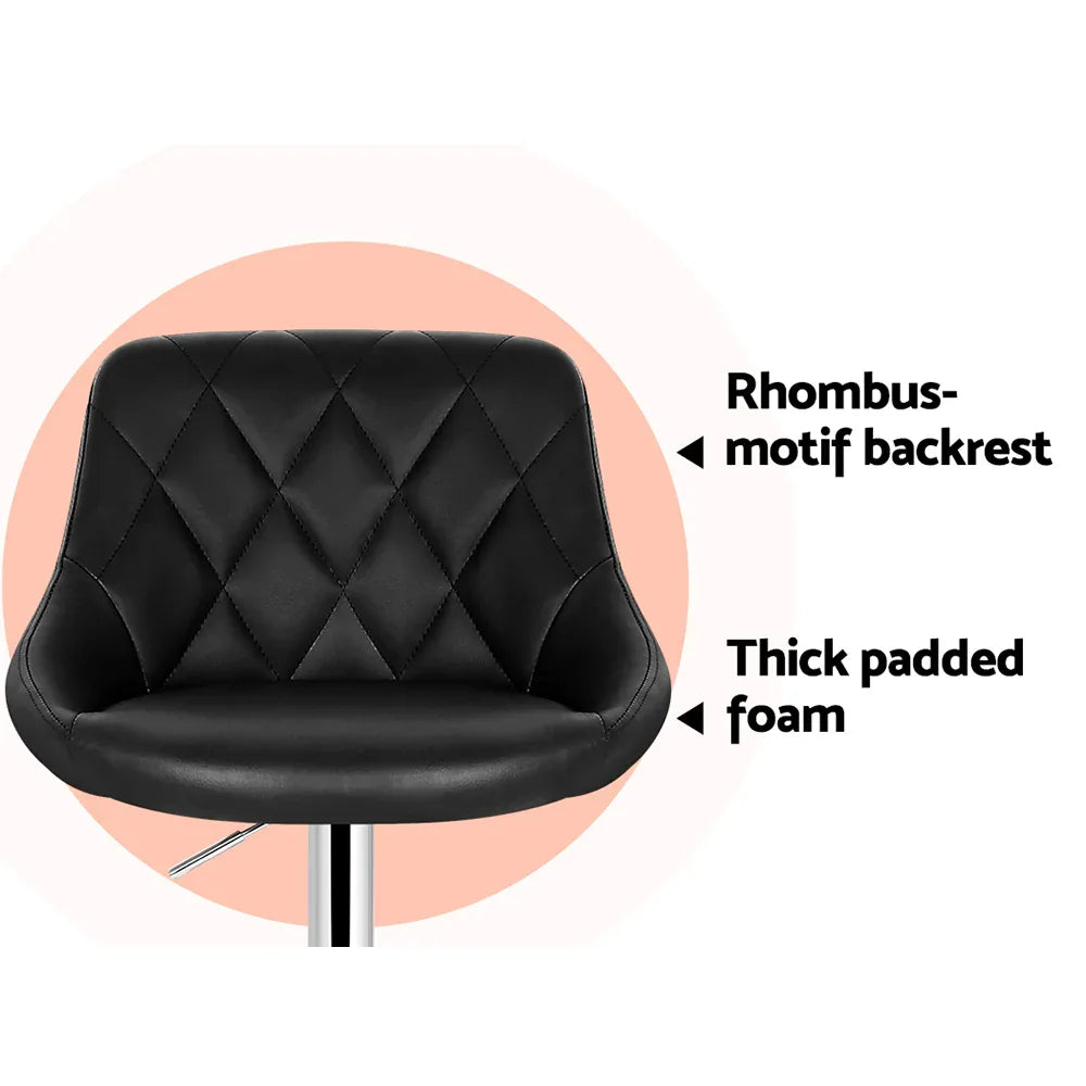 Artiss 4x Bar Stools Leather Padded Gas Lift Black - Mekamart Australia