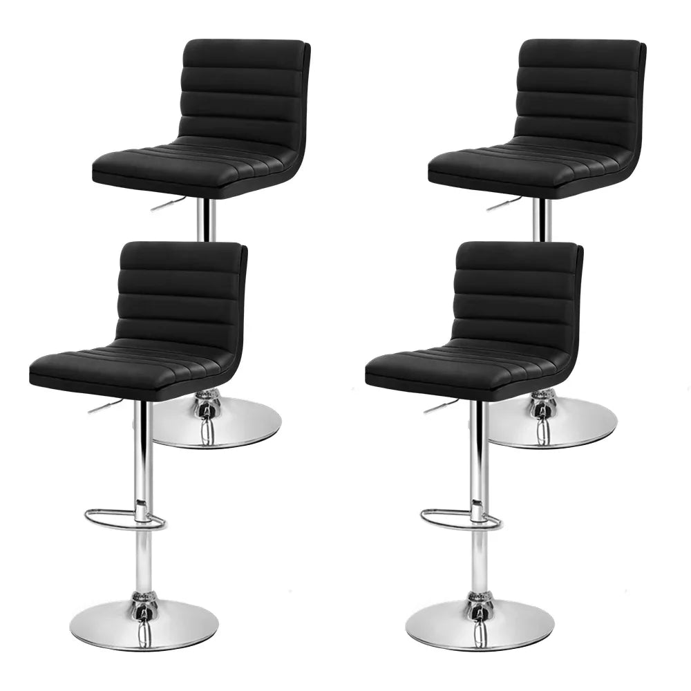 Artiss 4x Bar Stools Padded Leather Gas Lift Black - Mekamart Australia