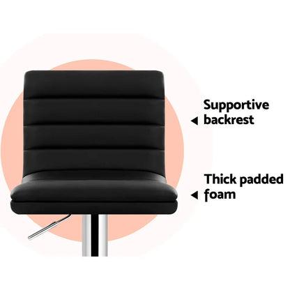 Artiss 4x Bar Stools Padded Leather Gas Lift Black - Mekamart Australia