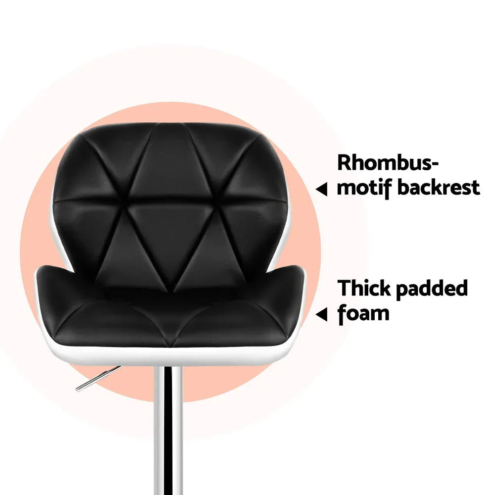 Artiss 4x Bar Stools Gas Lift Padded Leather Black & White - Mekamart Australia