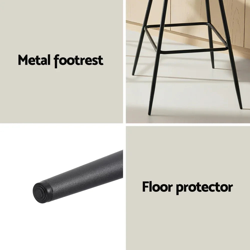 Artiss 4x Bar Stools Kitchen Dining Chair Counter Stool Diamond PU Leather Black - Mekamart Australia