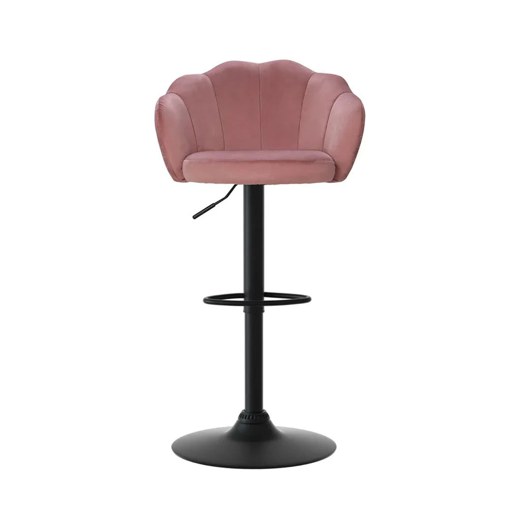 Artiss 4x Bar Stools Gas Lift Velvet Pink - Mekamart Australia