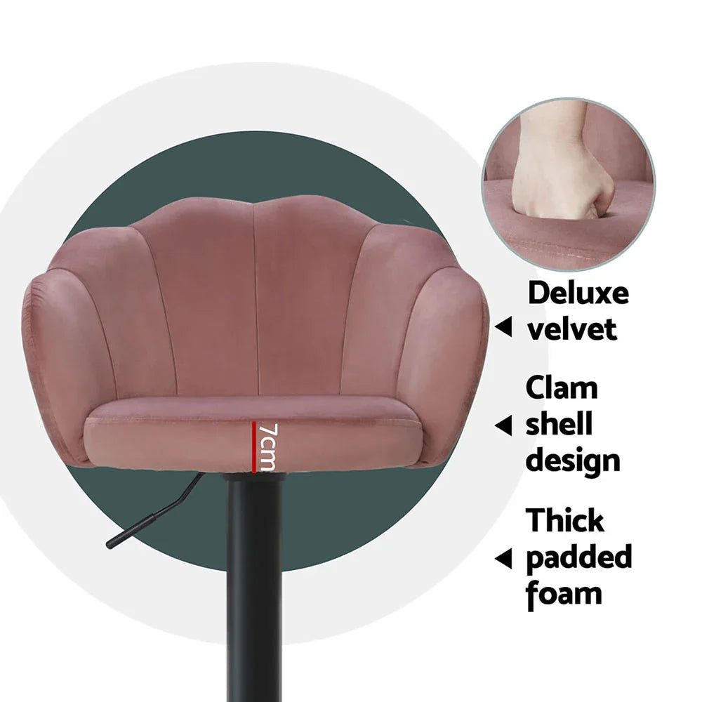 Artiss 4x Bar Stools Gas Lift Velvet Pink - Mekamart Australia