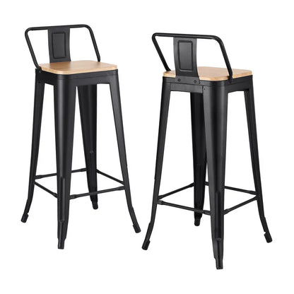 Artiss 2x Bar Stools Kitchen Counter High Chair Dining Stackable Metal Black - Mekamart Australia