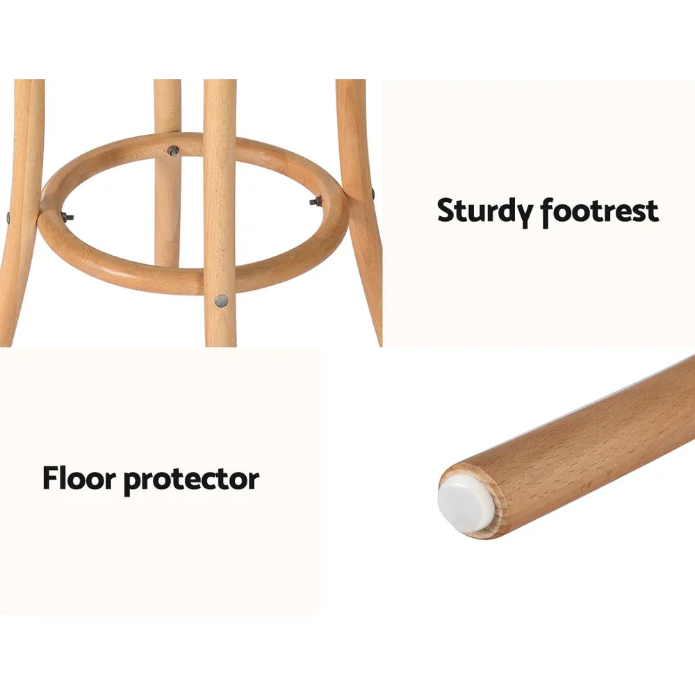 Artiss 2x Bar Stoosl Rattan Seat Wooden - Mekamart Australia