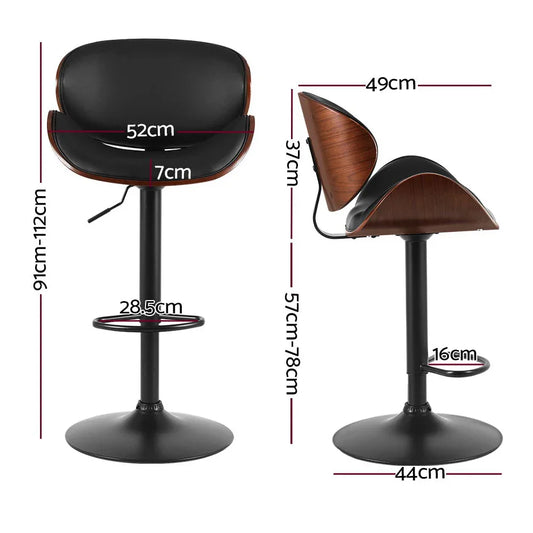 Artiss Bar Stools Kitchen Leather Barstools Swivel Gas Lift Vintage Chairs Black - Mekamart Australia