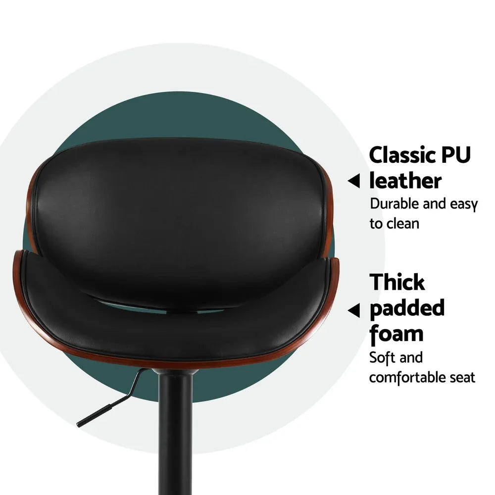Artiss 4x Bar Stools Gas Lift Leather Padded Black - Mekamart Australia