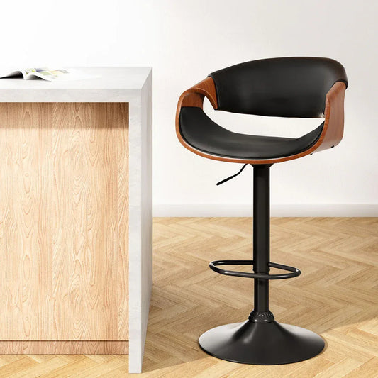 Artiss Bar Stools Gas Lift Leather w/Armrest - Mekamart Australia