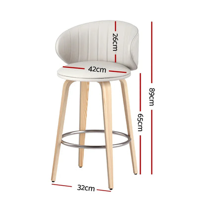 2x Artiss Bar Stools Dining Chairs Contoured Leather Wood Stool - Mekamart Australia