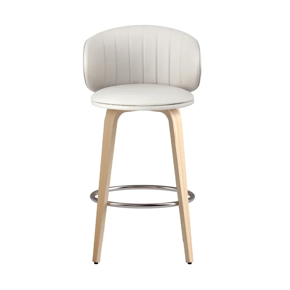 2x Artiss Bar Stools Dining Chairs Contoured Leather Wood Stool - Mekamart Australia