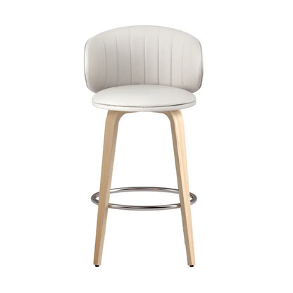 2x Artiss Bar Stools Dining Chairs Contoured Leather Wood Stool - Mekamart Australia