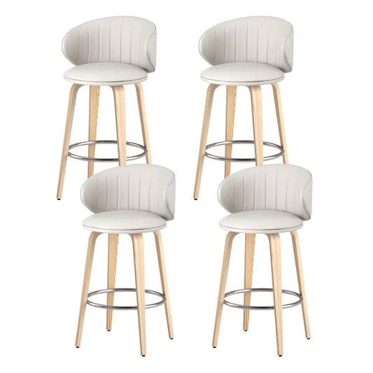 4x Artiss Bar Stools Dining Chairs Contoured Leather Wood Stool - Mekamart Australia