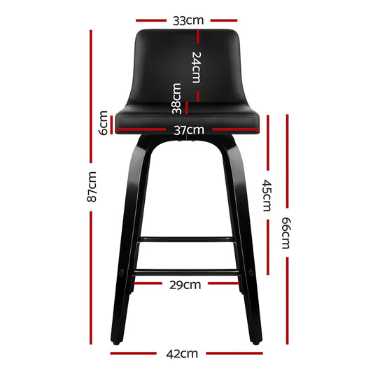 Artiss Bar Stools Kitchen Leather Barstools Swivel Wooden Chairs X2 - Mekamart Australia
