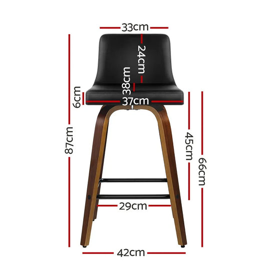 Artiss 2x Bar Stools Swivel Leather Padded Wooden - Mekamart Australia