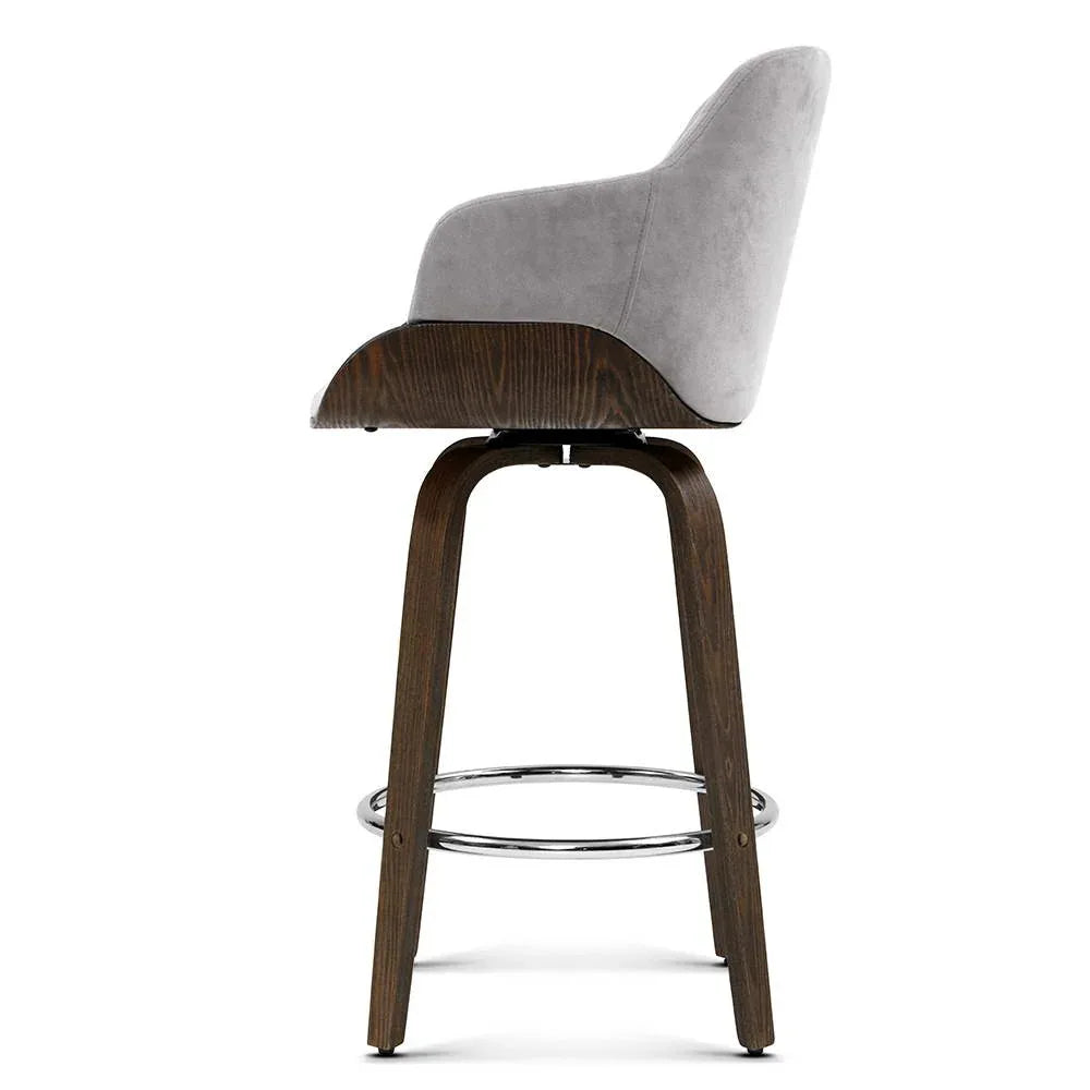 Artiss Bar Stools Swivel Velvet Padded Wooden - Mekamart Australia
