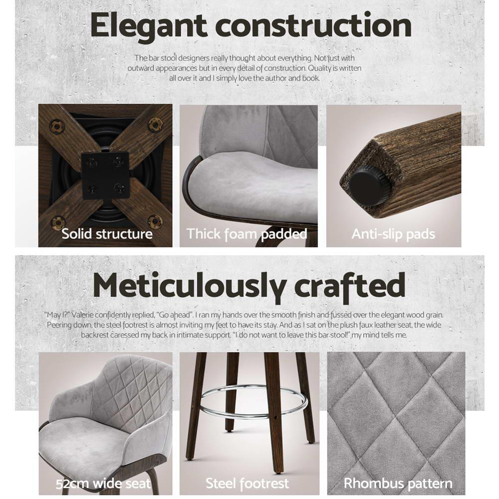 Artiss Bar Stools Swivel Velvet Padded Wooden - Mekamart Australia