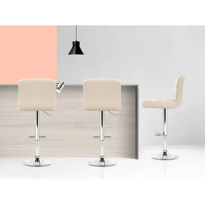 Artiss 2x Bar Stools Leather Gas Lift Beige - Mekamart Australia