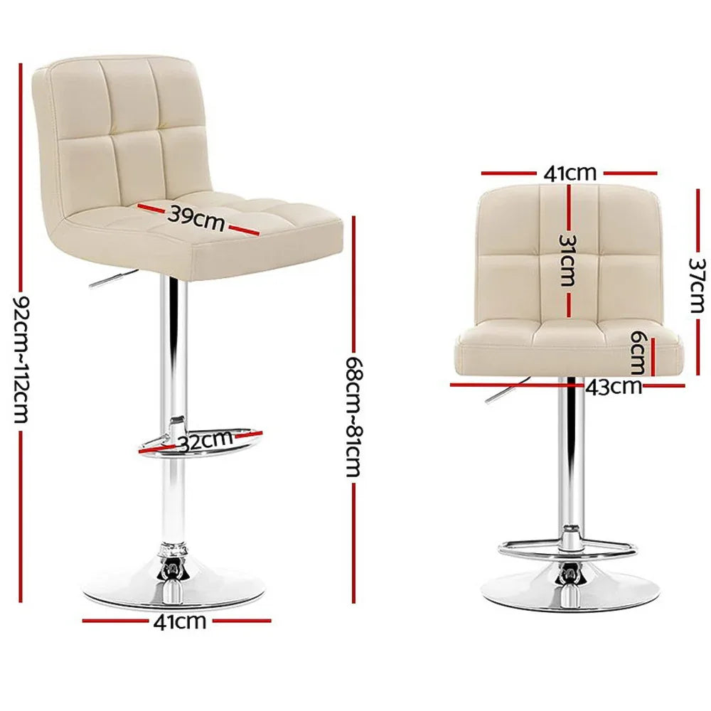 Artiss 4x Bar Stools Leather Gas Lift Beige - Mekamart Australia