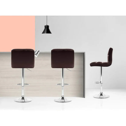 Artiss 2x Bar Stools Leather Gas Lift Brown - Mekamart Australia