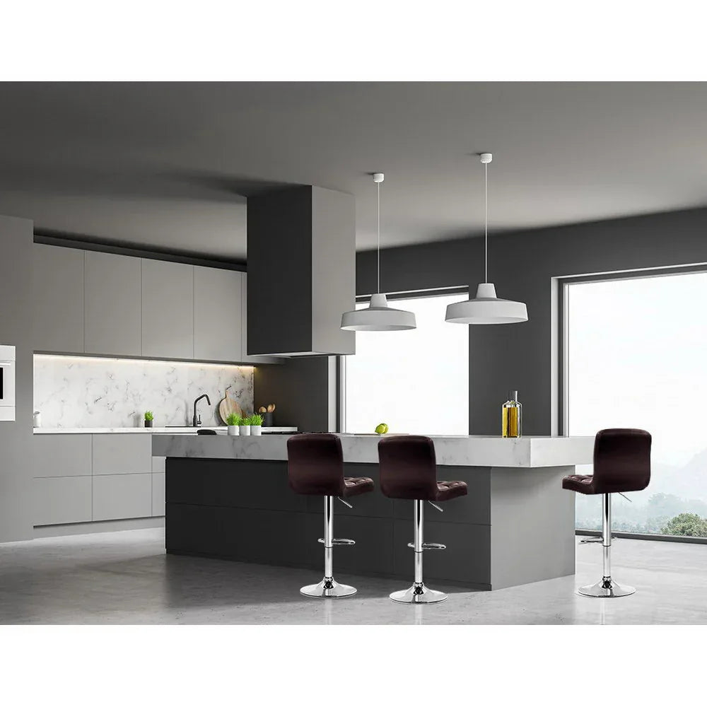 Artiss 2x Bar Stools Leather Gas Lift Brown - Mekamart Australia