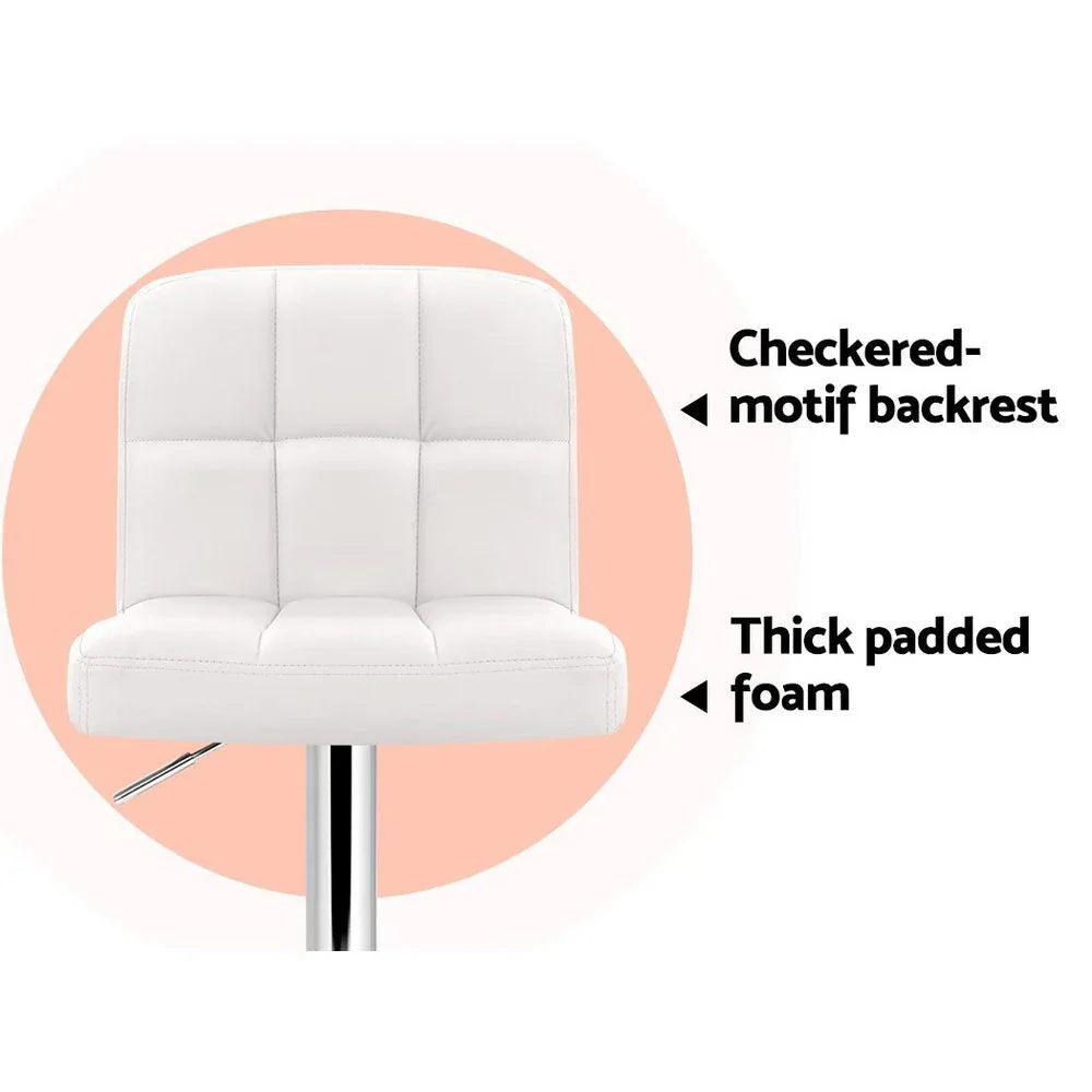 Artiss 2x Bar Stools Leather Gas Lift White - Mekamart Australia
