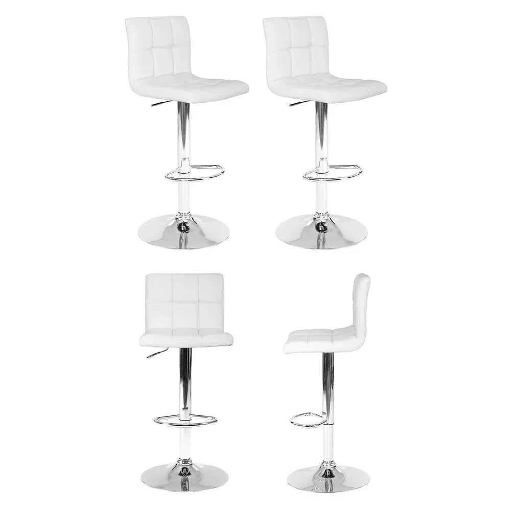Artiss 4x Bar Stools Leather Gas Lift White - Mekamart Australia