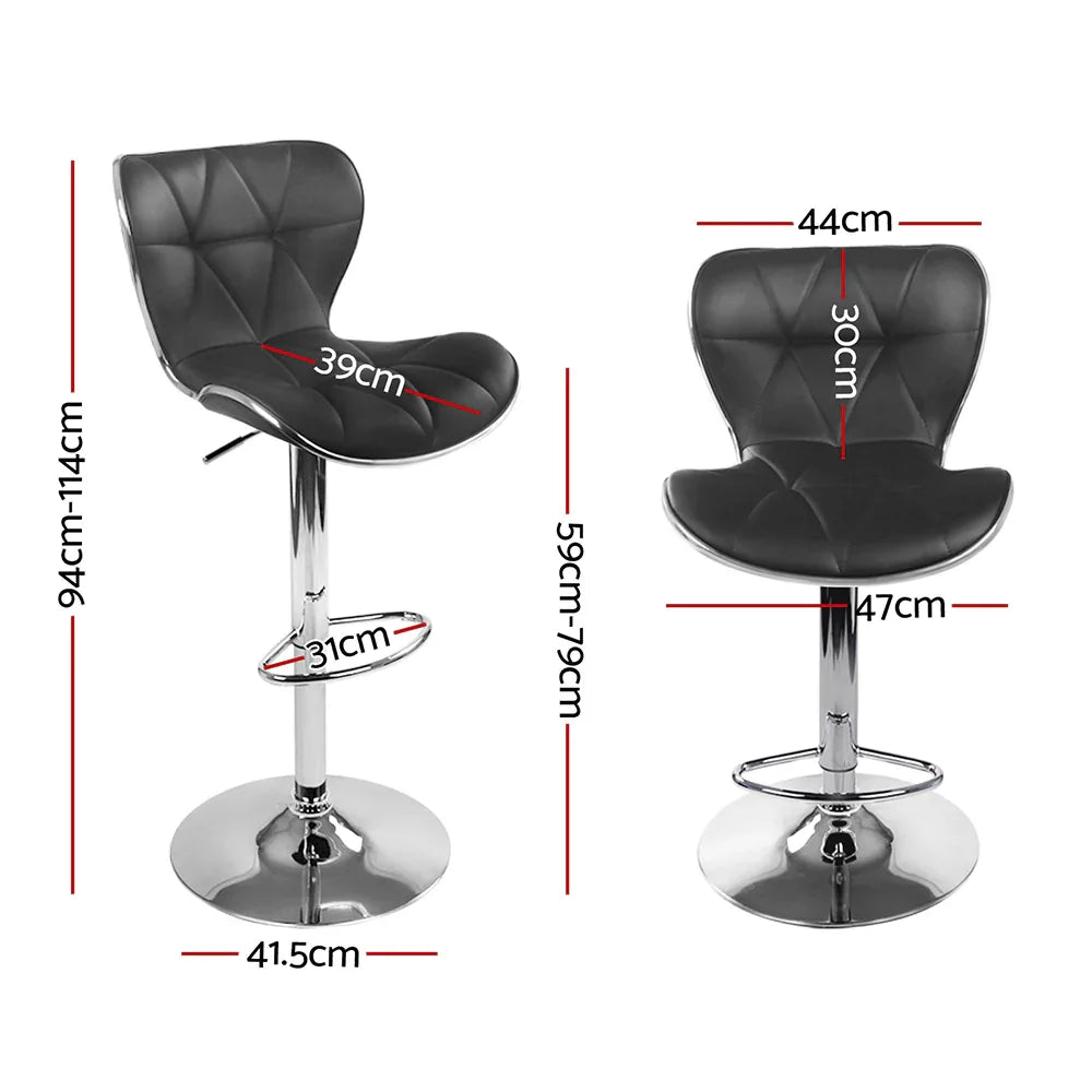 Artiss 4x Bar Stools Gas Lift Leather Seat Black - Mekamart Australia