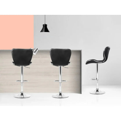 Artiss 4x Bar Stools Gas Lift Leather Seat Black - Mekamart Australia