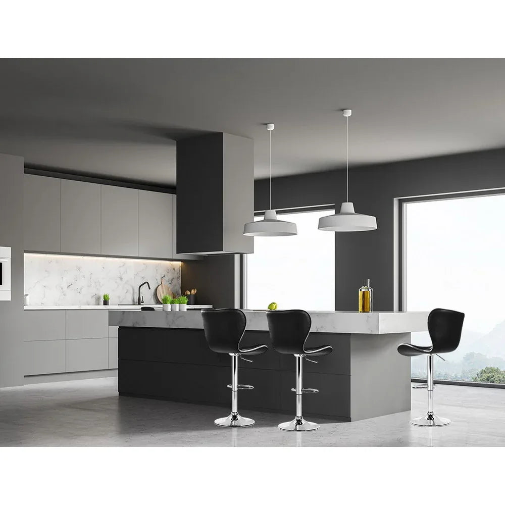 Artiss 4x Bar Stools Gas Lift Leather Seat Black - Mekamart Australia