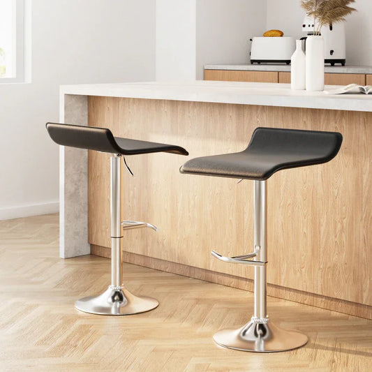Artiss 2x Bar Stools Adjustable Gas Lift Chairs Black - Mekamart Australia