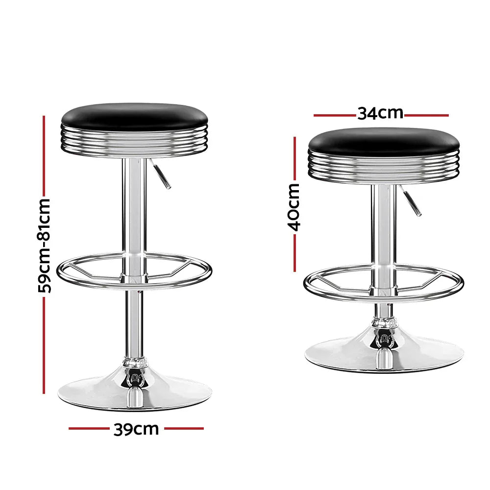Artiss Set of 2 Backless PU Leather Bar Stools - Black and Chrome - Mekamart Australia