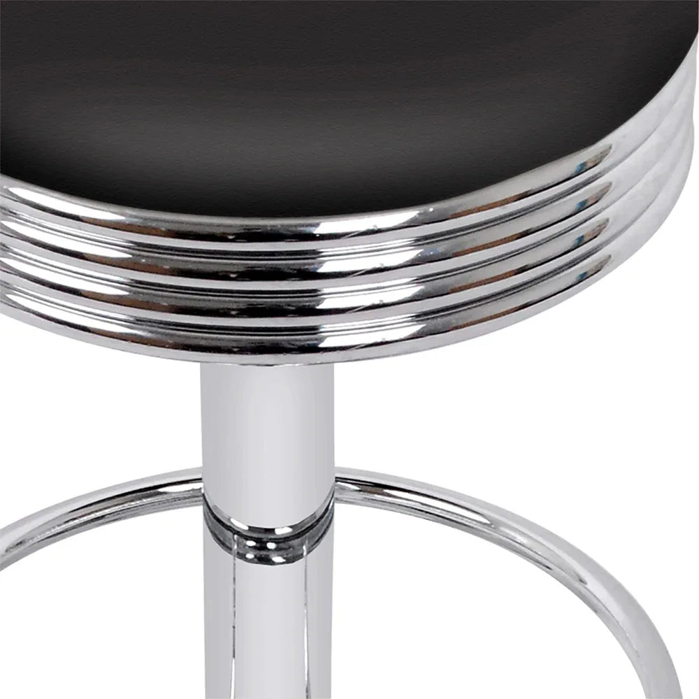 Artiss Set of 2 Backless PU Leather Bar Stools - Black and Chrome - Mekamart Australia