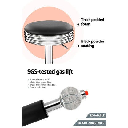 Artiss Set of 2 Backless PU Leather Bar Stools - Black and Chrome - Mekamart Australia