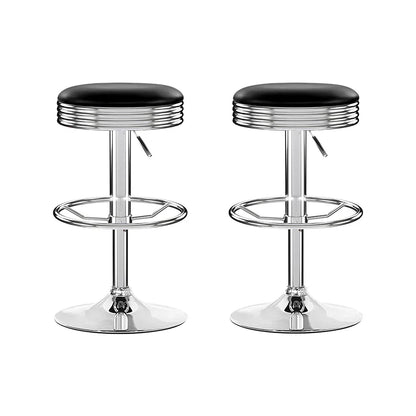 Artiss Set of 2 Backless PU Leather Bar Stools - Black and Chrome - Mekamart Australia