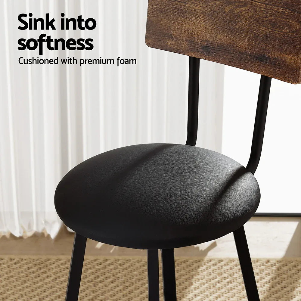 Artiss 2X Industrial Bar Stools Upholstered Counter Chairs Steel Frame Anti-Scratch - Mekamart Australia