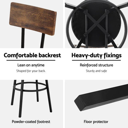 Artiss 4X Industrial Bar Stools Upholstered Counter Chairs Steel Frame Anti-Scratch - Mekamart Australia