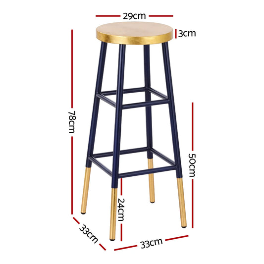 Artiss 4x Bar Stools Metal Gold Navy - Mekamart Australia