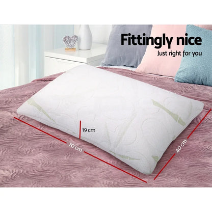 Giselle Bedding Memory Foam Pillow Bamboo Twin Pack - Mekamart Australia