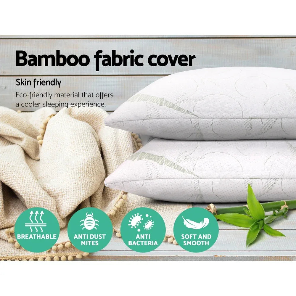 Giselle Bedding Memory Foam Pillow Bamboo Twin Pack - Mekamart Australia