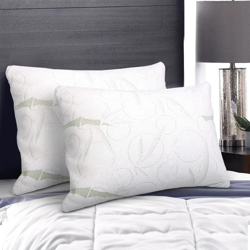 Giselle Bedding Memory Foam Pillow Bamboo Twin Pack - Mekamart Australia