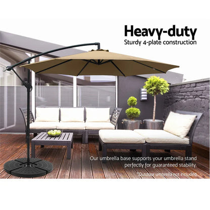 Instahut 48cm Outdoor Umbrella Base Stand 4 Plates Pod Cantilever - Mekamart Australia