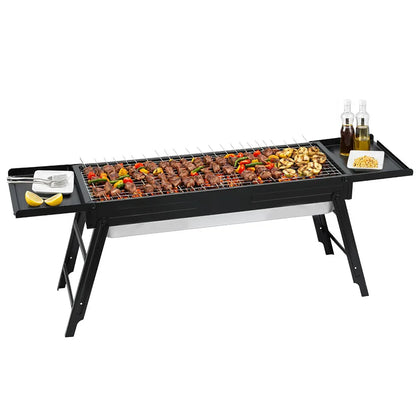 Grillz Charcoal BBQ Grill Smoker Portable Barbecue Outdoor Foldable Camping - Mekamart Australia